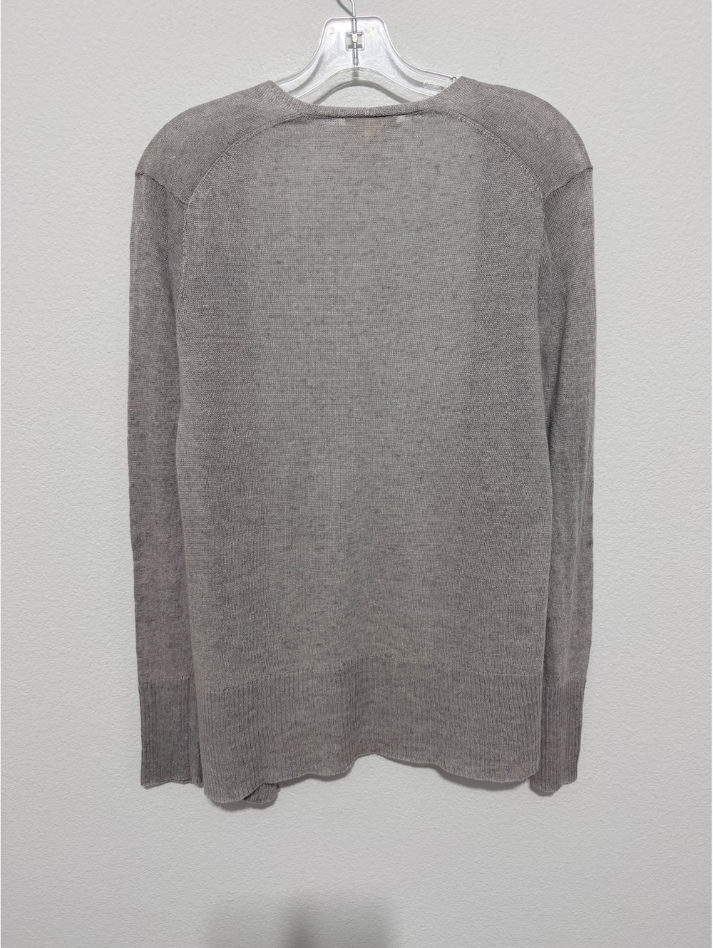 Eileen Fisher Sheer Gray Long Sleeve Linen Open Front Cardigan Sweater Size S - Picture 2 of 7